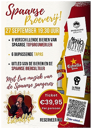 Ticket Spaanse Bier Proeverij Met Live Muziek Van Estrellita! 27-09-2025