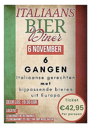 Ticket Italiaans Bierdiner 06-11-2026